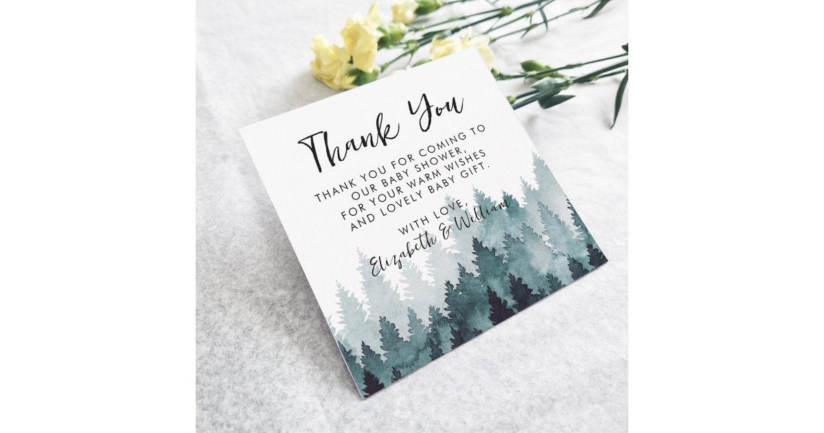 Rustic Forest Baby Shower Thank You Card | Zazzle