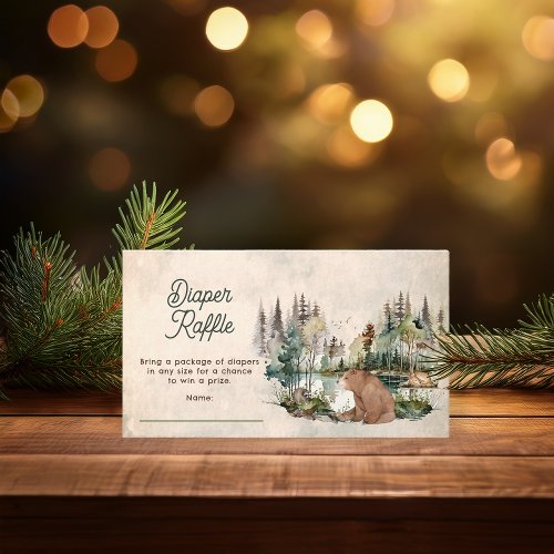 Rustic Forest Bear Baby Shower Diaper Raffle