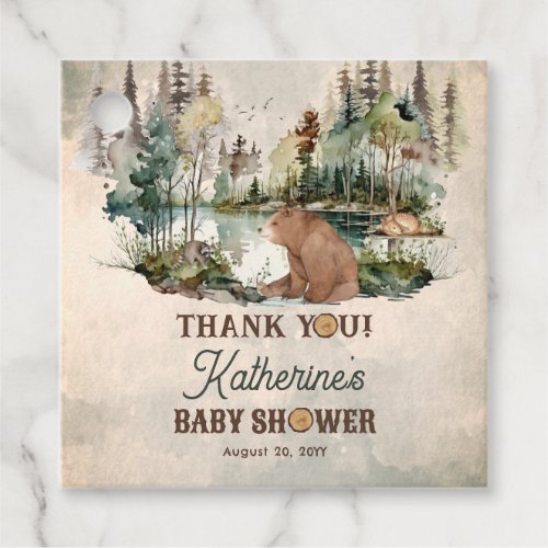 Rustic Forest Bearly Wait Baby Shower Thank You  Favor Tags