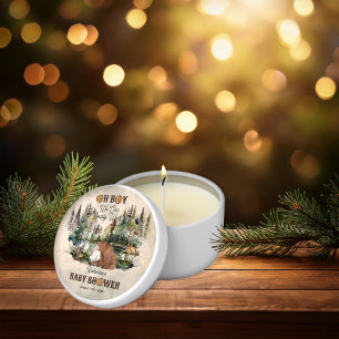 Rustic Forest Bearly Wait Baby Shower Thank You Mini Candle Favors