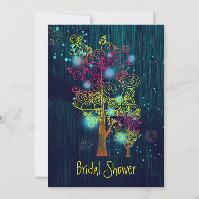 Rustic Forest Blue Fairy Tale Bridal Shower Invitation (Front)