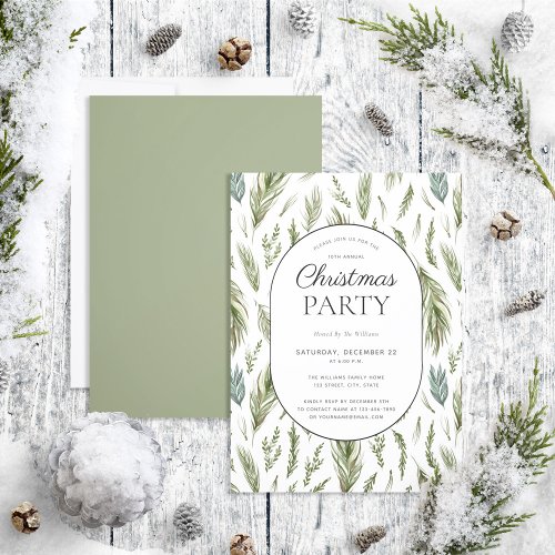 Rustic Forest Botanicals Christmas Party Invitation