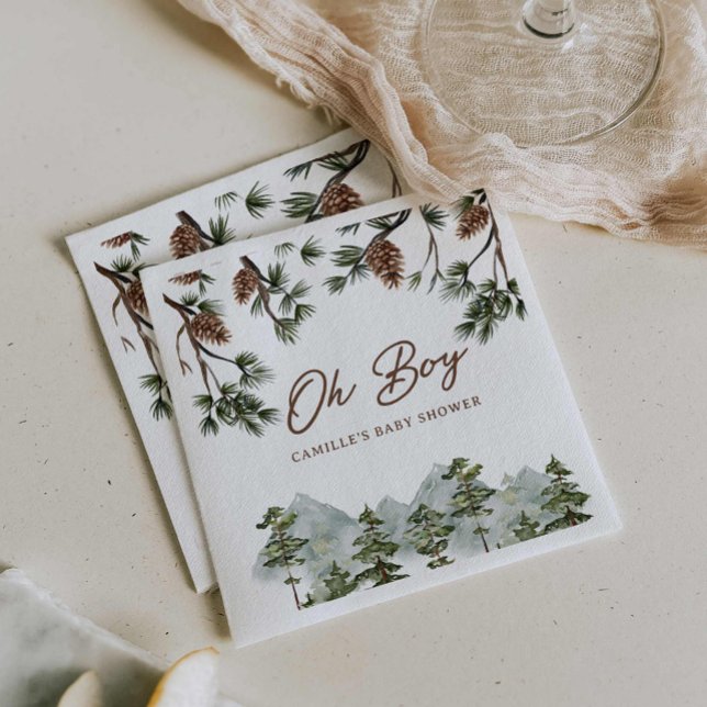 Rustic Forest Boy Baby Shower Napkins (Oh Baby Rustic Woodland Baby Shower Paper Napkins
)