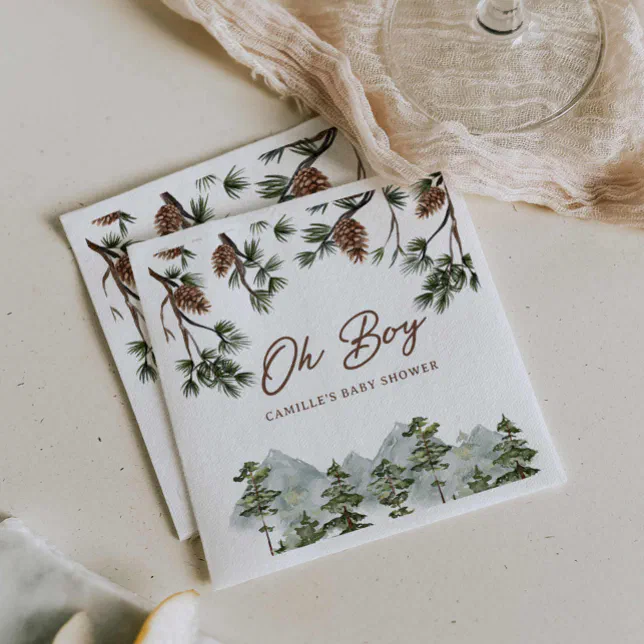 Rustic Forest Boy Baby Shower Napkins | Zazzle