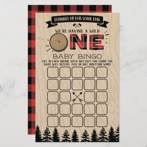 Rustic Forest Buffalo Plaid Wild One Baby Bingo