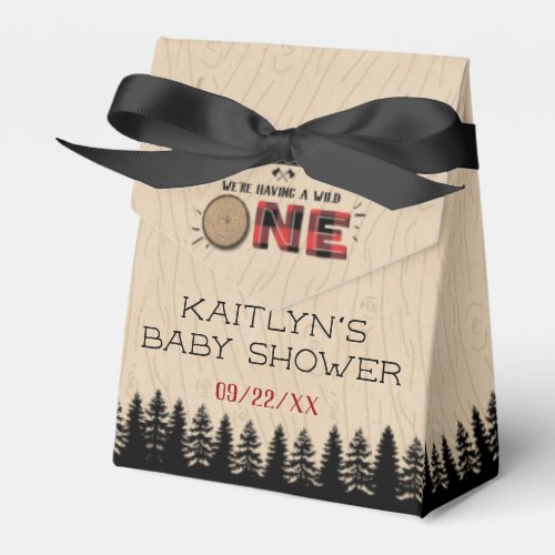 Rustic Forest Buffalo Plaid Wild One Baby Shower Favor Boxes