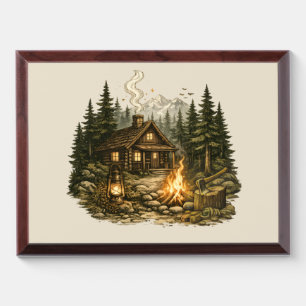 Rustic Forest Cabin Campfire Award Plaque