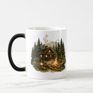Rustic Forest Cabin Campfire Color Morph Mug