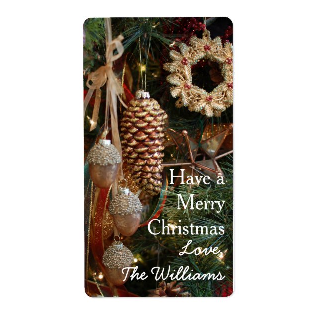 Rustic Forest Christmas Holiday Ornaments Label (Front)