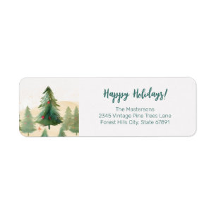Rustic Forest Christmas Trees Return Address Label