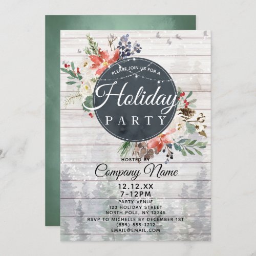 Rustic Forest Corporate Holiday Christmas Party Invitation