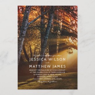 Rustic Forest Country Tree Sunset Outdoor Wedding Invitation