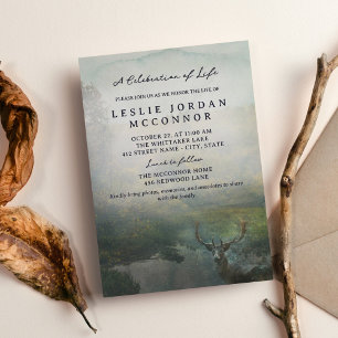 Rustic Forest Deer Celebration of Life Invitation