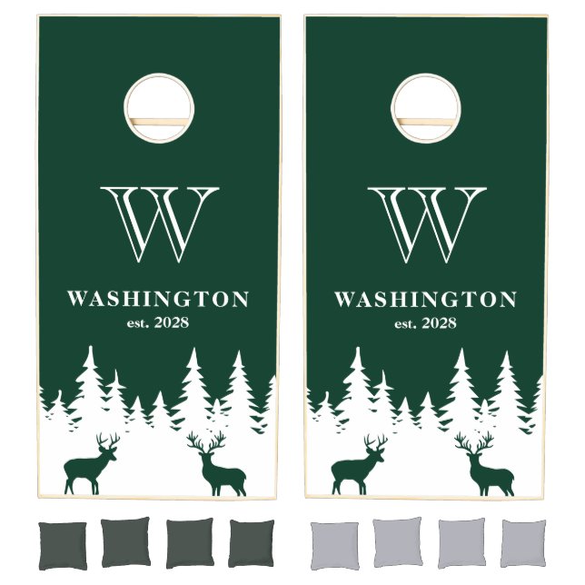 Rustic Forest Deer Custom Cornhole Set (Set)