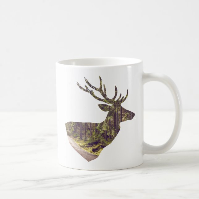 Rustic Forest Deer I'd Rather Be Deer Hunting Coffee Mug (Right)
