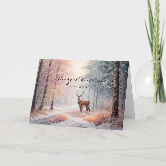 Rustic Forest Dream Woodland Deer Christmas Holiday Card (Front)