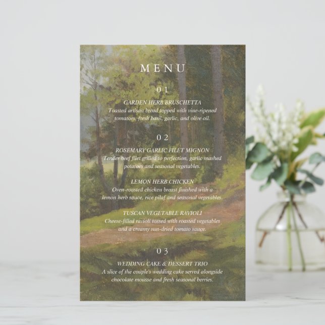 Rustic Forest Elegant Wedding Menu (Standing Front)