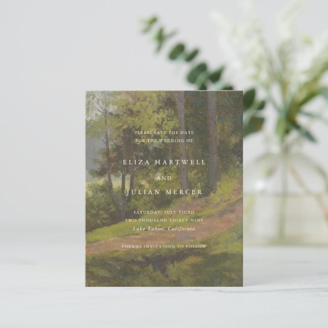 Rustic Forest Elegant Wedding Save the Date (Standing Front)