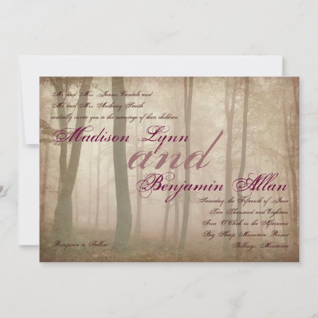 Rustic Forest Fall Autumn Country Wedding Invites (Front)