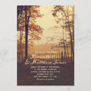 Rustic Forest Fall Woods Country Farm Path Wedding Invitation