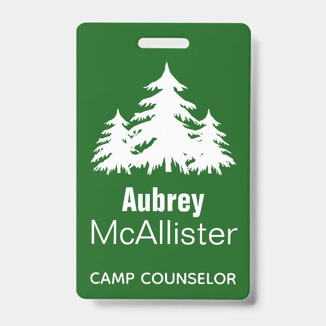 Rustic Forest Fir Trees | Camp Counselor Badge (Front)