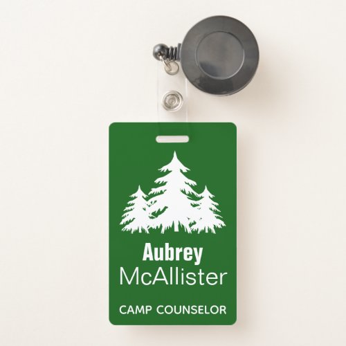 Rustic Forest Fir Trees  Camp Counselor Badge