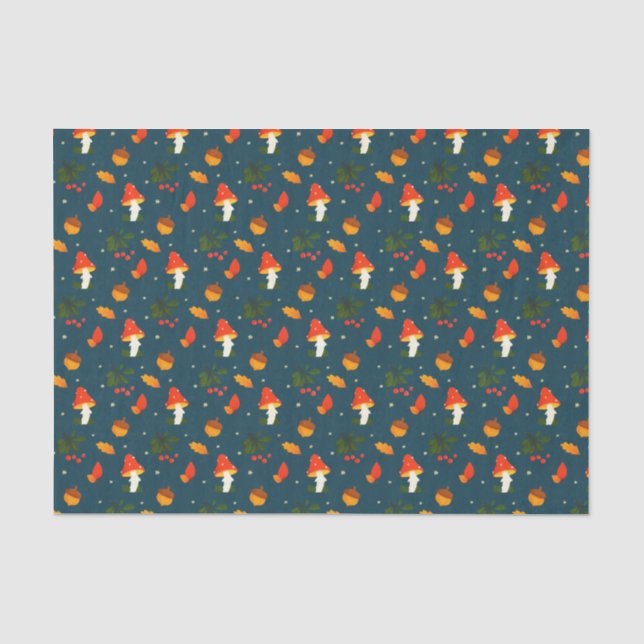 Rustic Forest Foliage Autumn Winter Berries  Tissue Paper (Front)