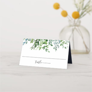 Rustic Forest Foliage Navy Blue Wedding Place Card