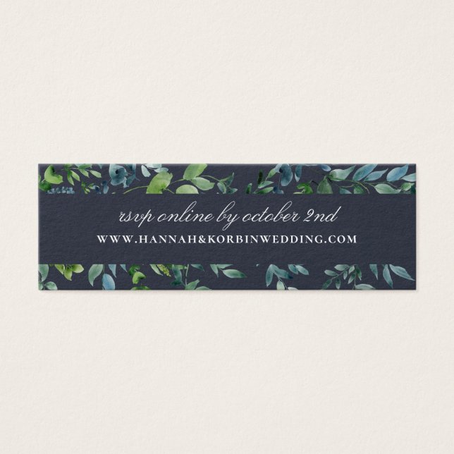 Rustic Forest Foliage Navy Wedding Website RSVP (Front)