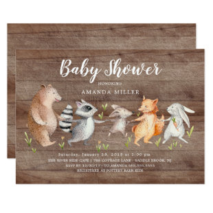Rustic Forest Friends Baby Shower Invitation