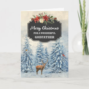 Rustic Forest Godfather Merry Christmas Card