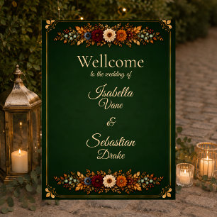 Rustic Forest Green Autumn Wedding Foam Board