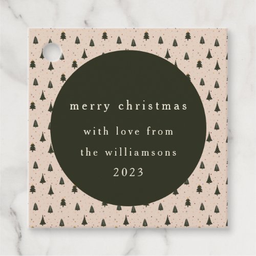 Rustic Forest Green Christmas Trees Gift From Favor Tags