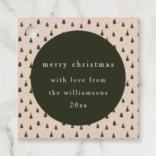 Rustic Forest Green Christmas Trees Gift From Favor Tags