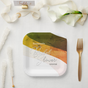 Rustic Forest Green Gold Cream Streams Custom Paper Plates