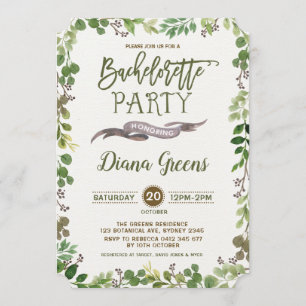 Rustic Forest Greenery Bachelorette Party Invite