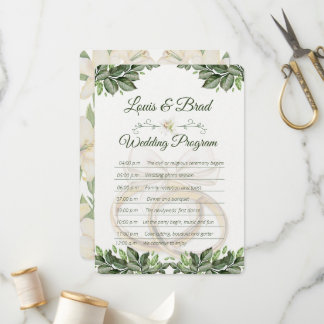 Rustic Forest Greenery Floral Wedding Program Card