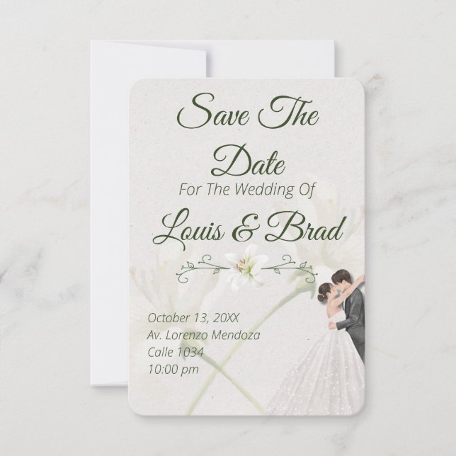 Rustic Forest Greenery Floral Wedding Save the Dat Announcement (Front)