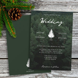 Rustic Forest Landscape Pine Tree Woodland Wedding Invitation