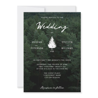 Rustic Forest Landscape Pine Tree Woodland Wedding Invitation