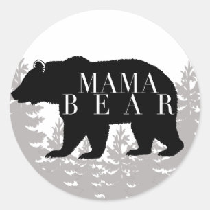 Rustic Forest Mama Bear Baby Shower Classic Round Sticker