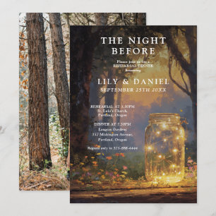 Rustic Forest Mason Jar Photo Rehearsal Dinner Invitation