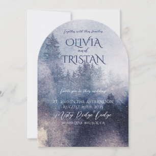 Rustic Forest Mist Pine Trees Enchanted Wedding Invitation