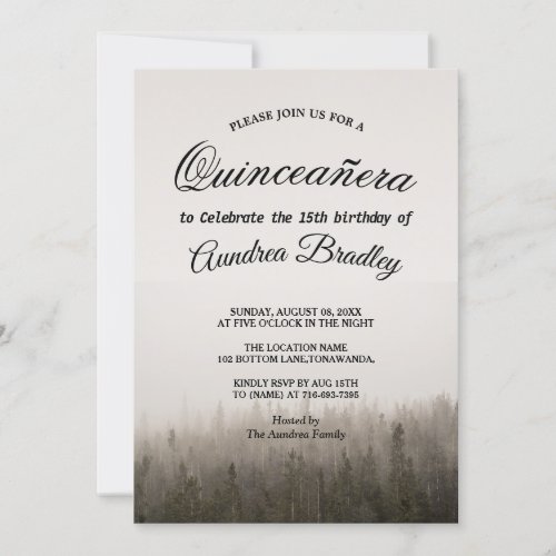 Rustic Forest Misty Landscape Birthday Invitation