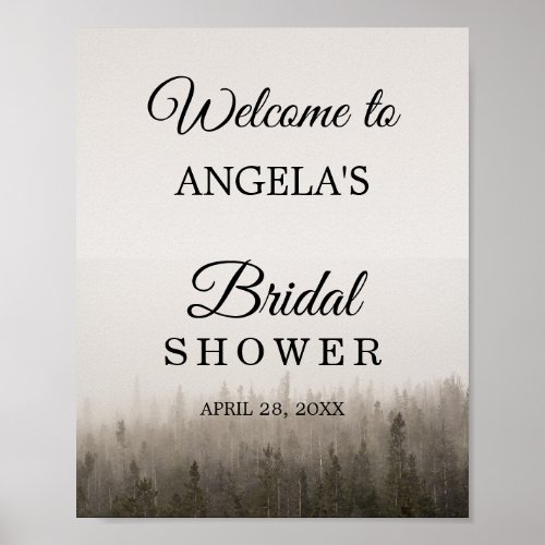 Rustic Forest Misty Landscape Bridal Shower Sign