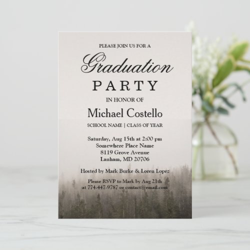 Rustic Forest Misty Landscape Graduation Party
