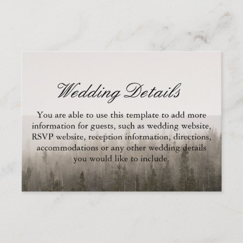 Rustic Forest Misty Landscape Wedding Enclosure Card