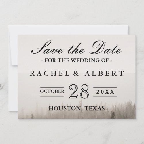 Rustic Forest Misty Landscape Wedding Save The Date