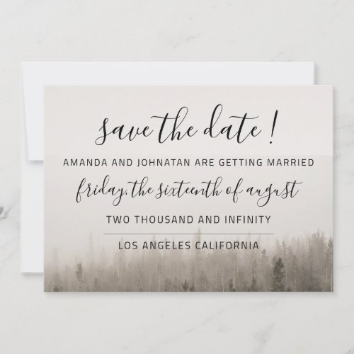 Rustic Forest Misty Landscape Wedding Save The Date