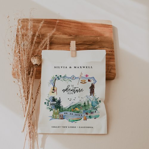 Rustic Forest Mountain  Camping Wedding Crest Favor Bag